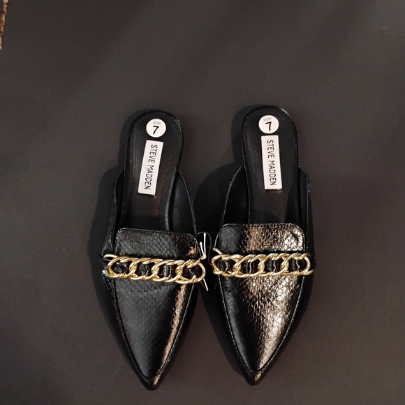 NWOB Steve Madden Faine Mules Size 7 Black - Picture 1 of 2